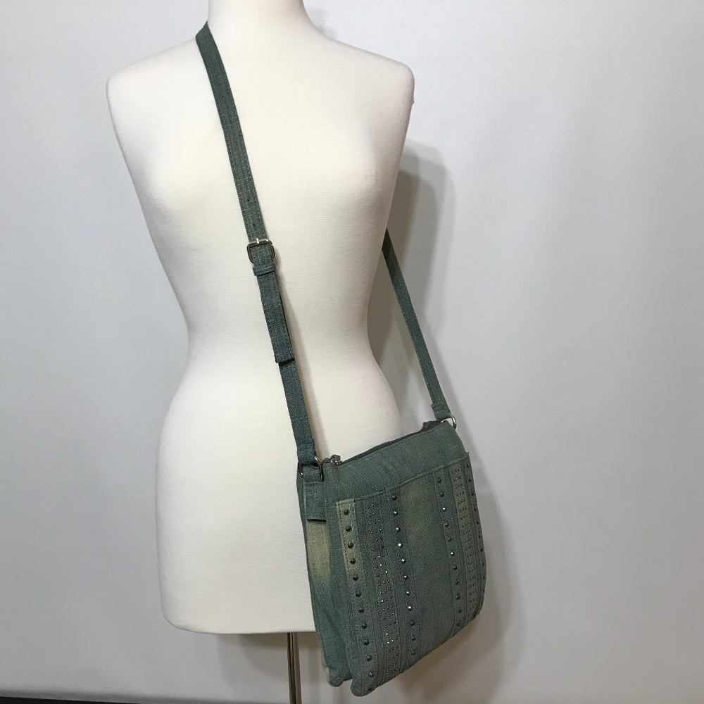DENIM SHINY COUTRY BOHO CROSSBODY BAG - Picture 2 of 7